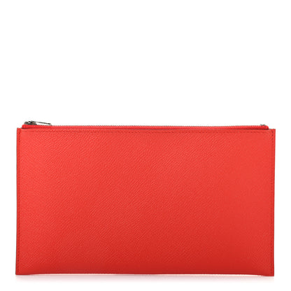 Hermes Epsom Calvi Pouch Bleu Agate Capucine 4 of 10