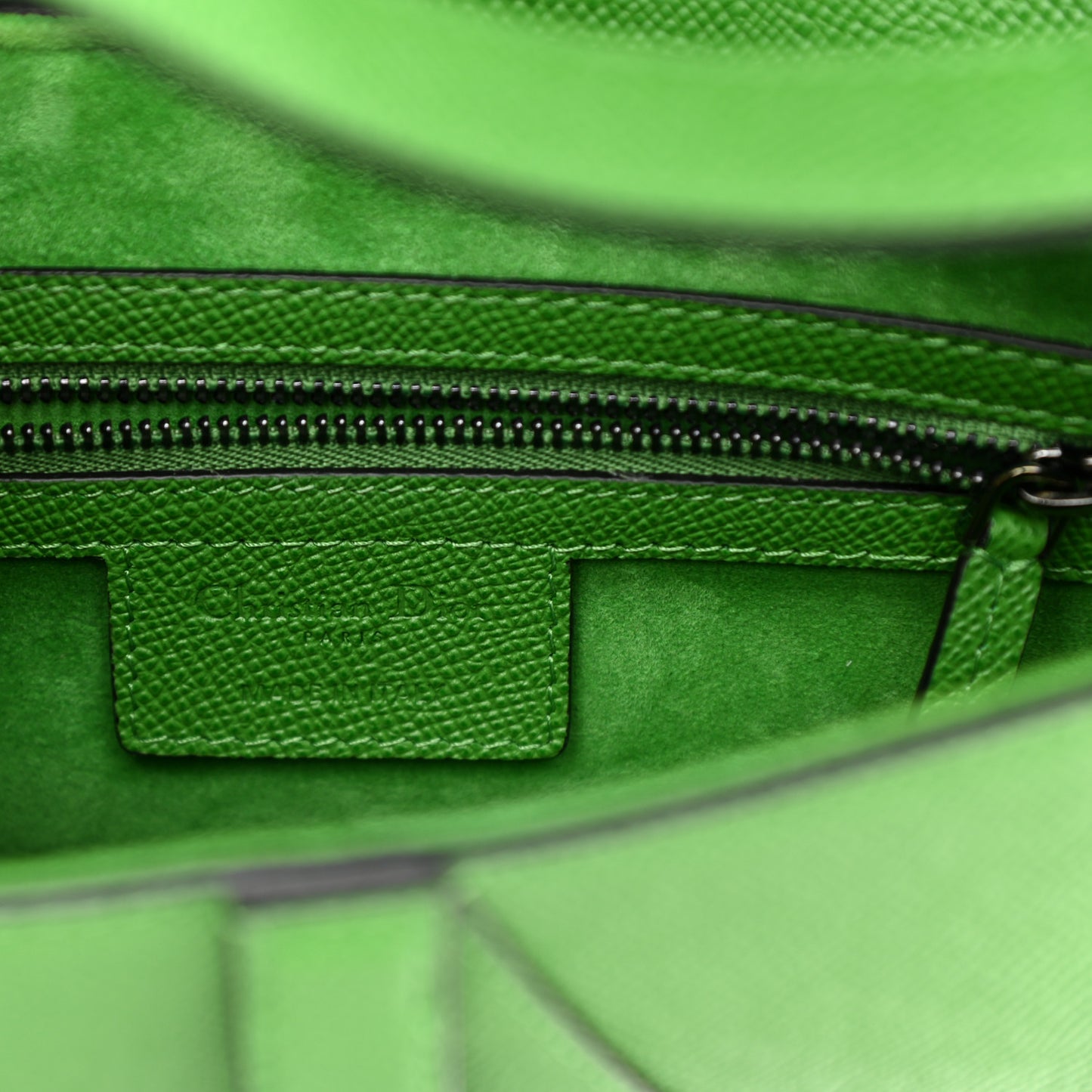 Grained Calfskin Saddle Bag Green