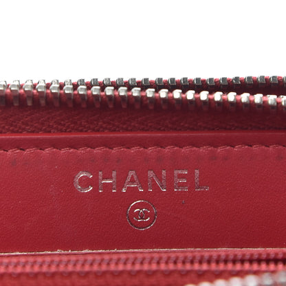 Chanel Caviar Quilted Gusset Double Zip Around Wallet Red 6 of 10
