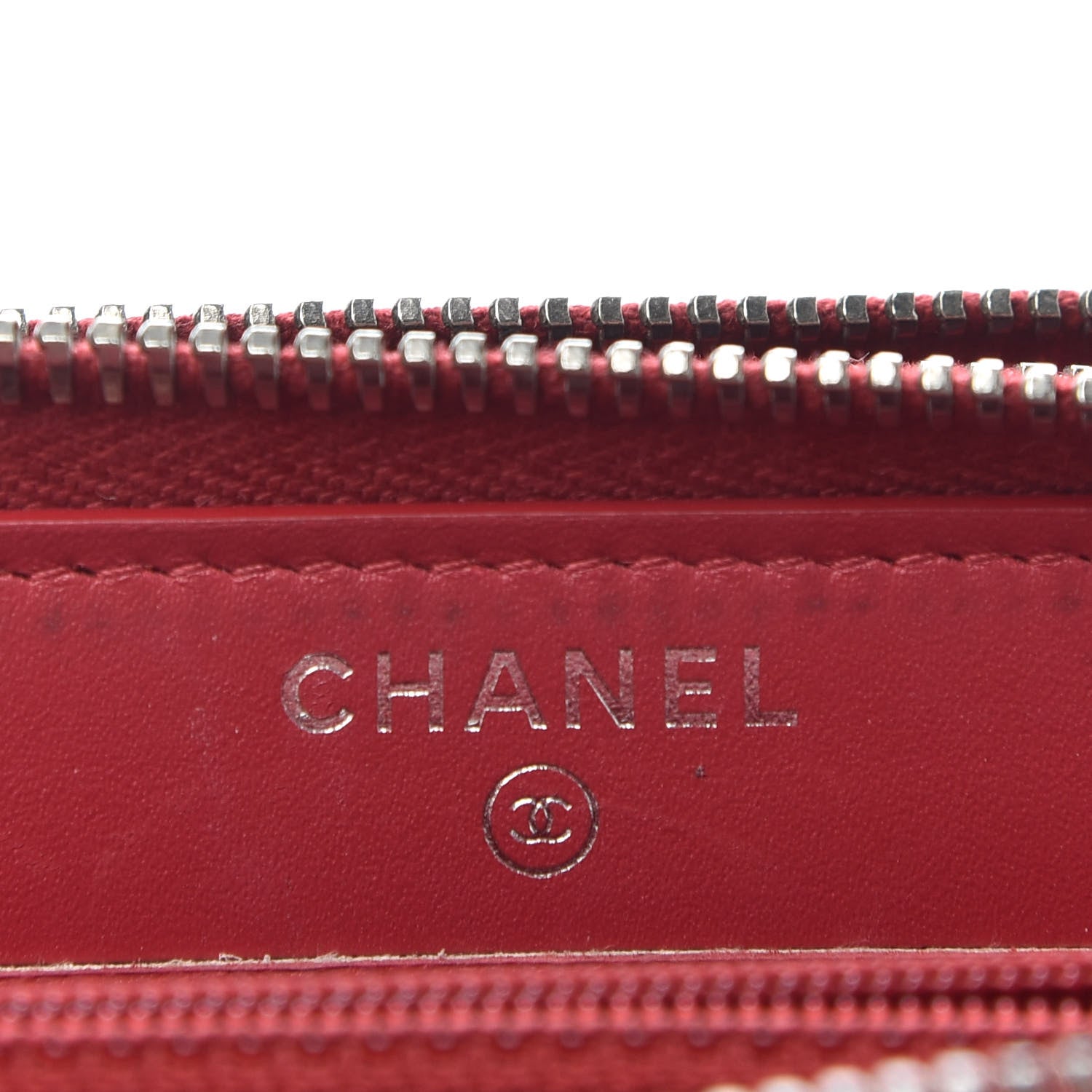 Chanel Caviar Quilted Gusset Double Zip Around Wallet Red 11 of 16