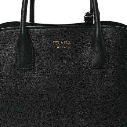 Prada Soft Grain Calfskin Large Tote Bag Black 7 of 9