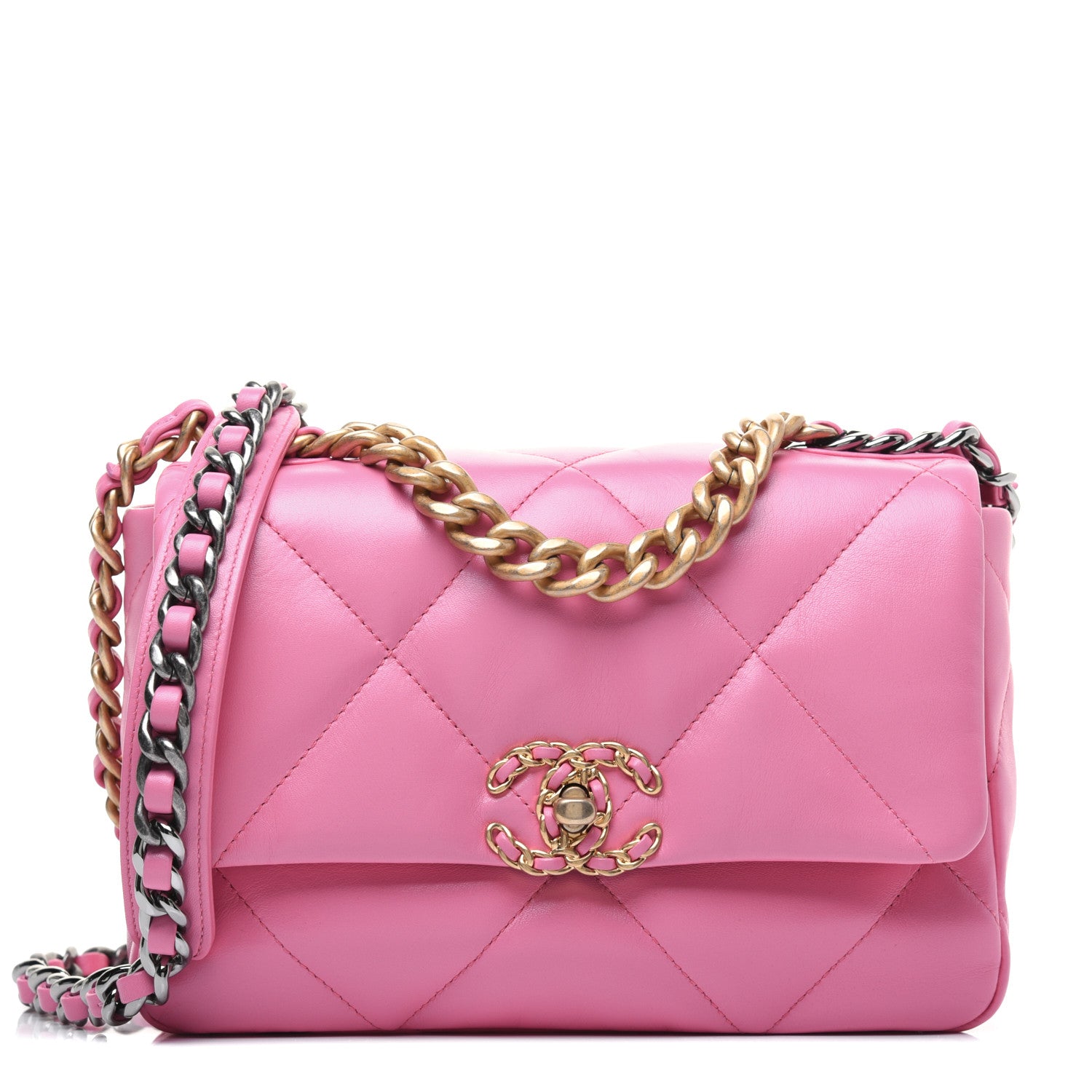Chanel Lambskin Quilted Medium 19 Flap Pink 1 of 17
