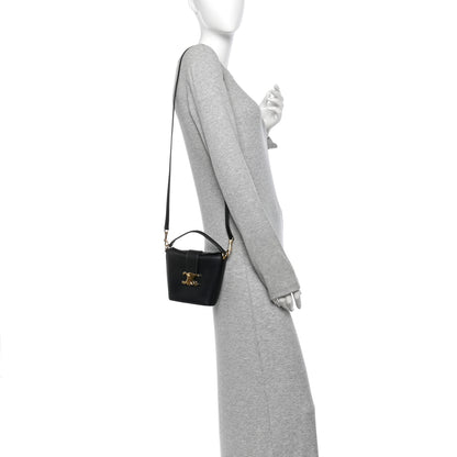 Celine Smooth Calfskin Triomphe Mini Bucket Bag Black 2 of 9