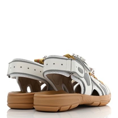 Gucci Mesh Fabric Tinsel Sport Sandals 38 White Silver 4 of 10