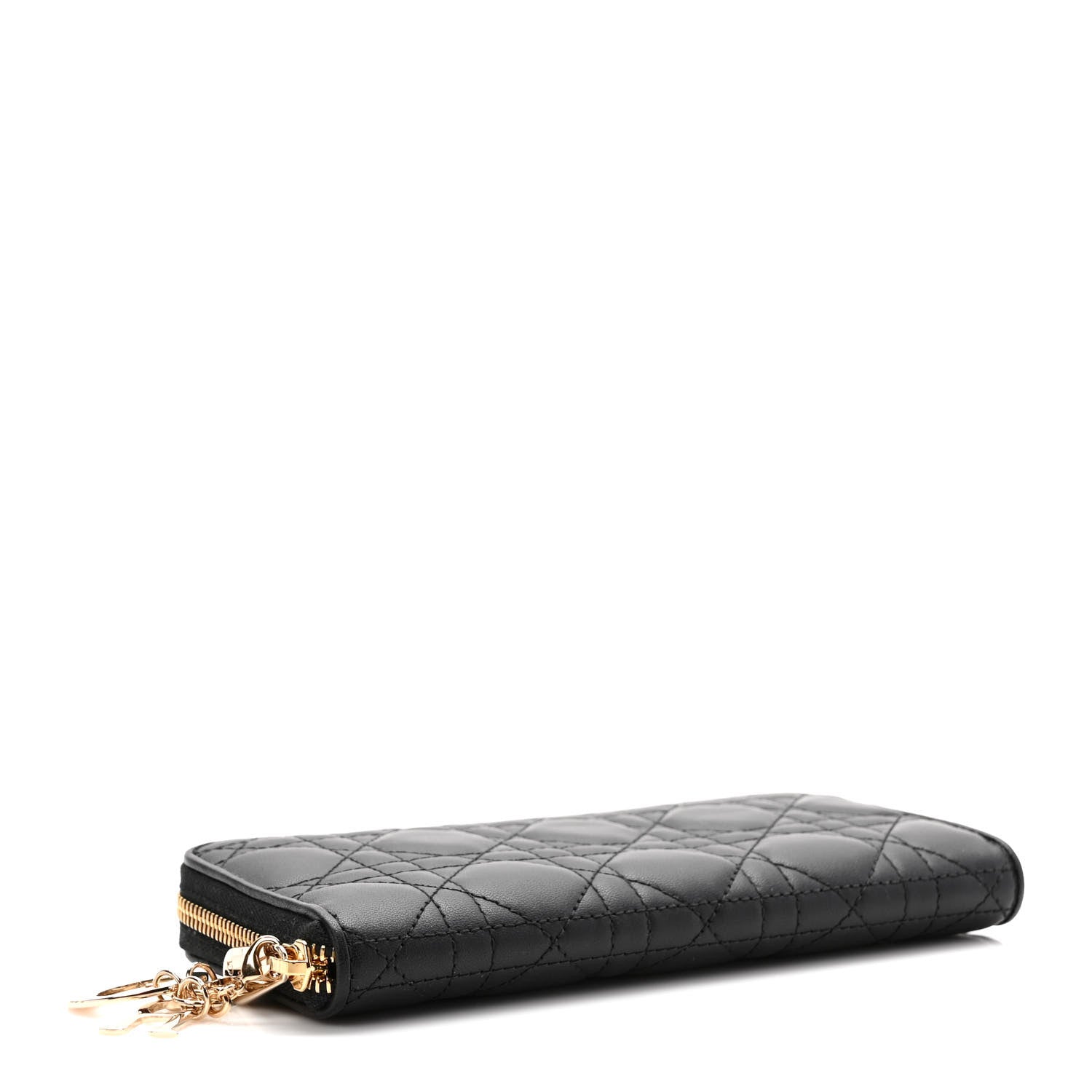 Christian Dior Lambskin Cannage Lady Dior Voyageur Wallet Black 4 of 7