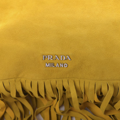 Prada Suede Scamosciato Fringe Shoulder Bag Mimosa Black 9 of 11