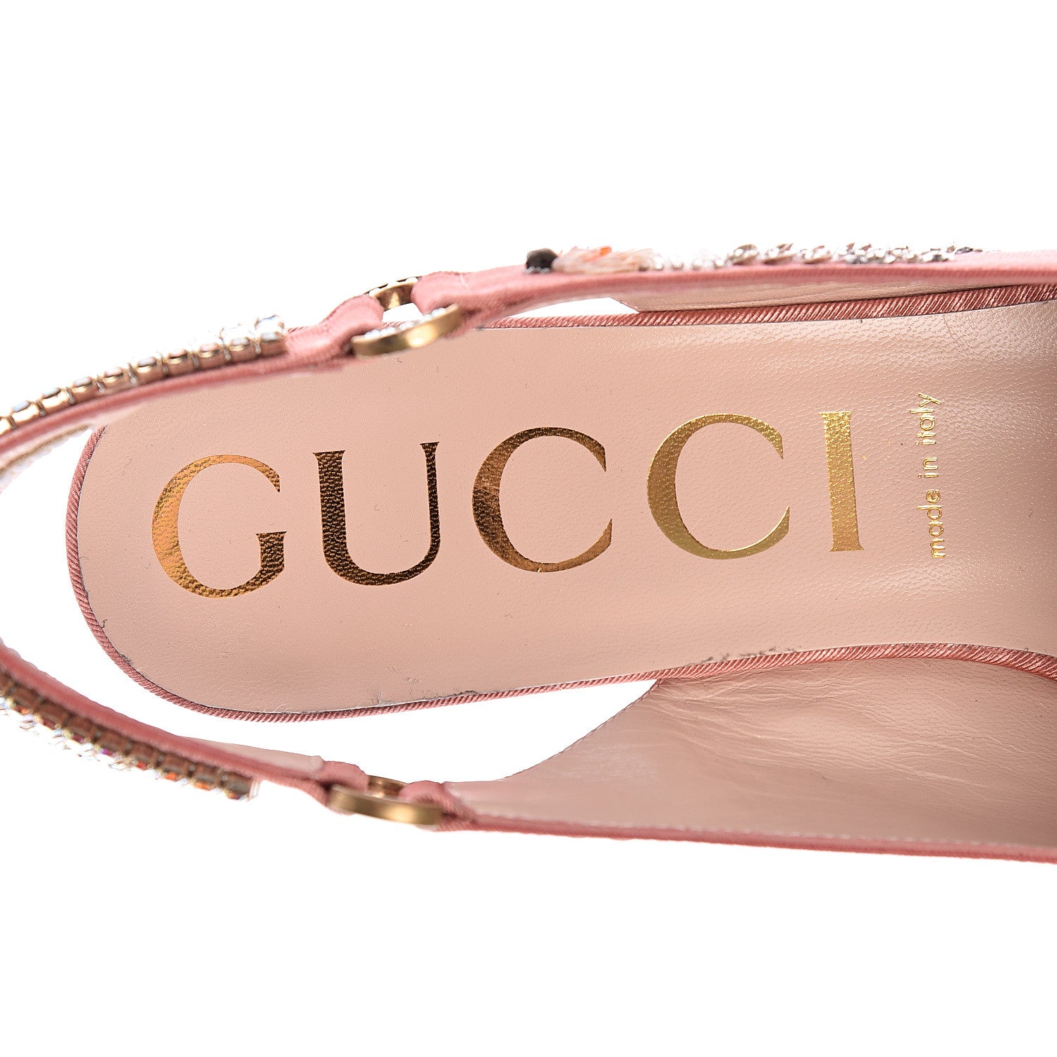 Gucci Moire Fabric Eyes Crystal Square G Madelyn Slingbacks 41 New Blush 6 of 10