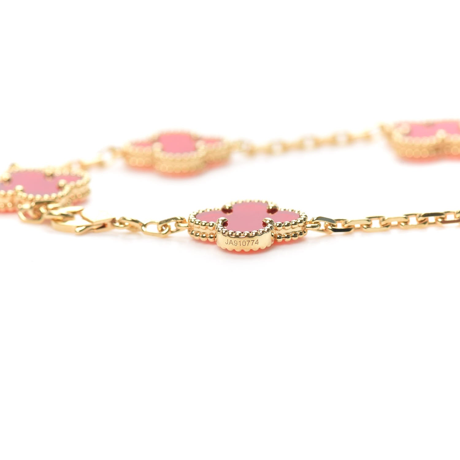 Van Cleef & Arpels 18K Yellow Gold Carnelian 5 Motifs Vintage Alhambra Bracelet 5 of 7