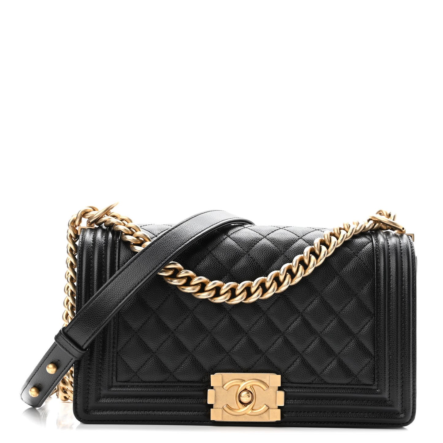 Caviar Quilted Medium Boy Flap Black