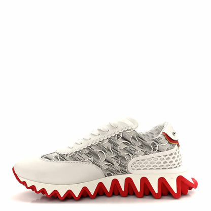 Christian Louboutin Calfskin Rubber Neoprene Nappa Logo Mens Loubishark Sneakers 42 White Multicolor 1 of 11