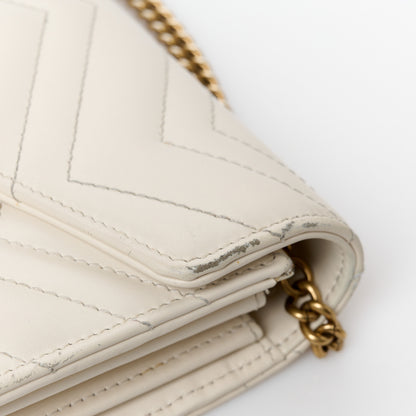 Gucci Calfskin Matelasse GG Marmont Chain Wallet Mystic White 12 of 14