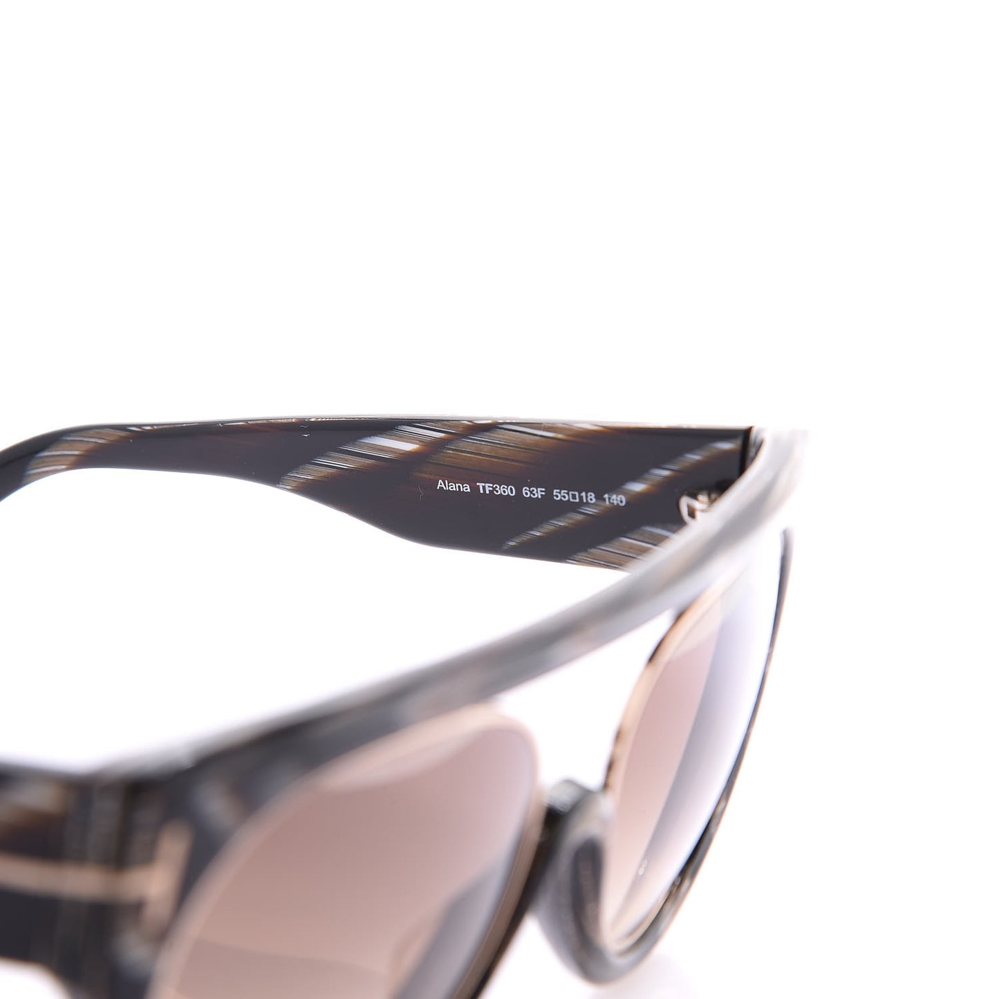 Alana Aviator Round Sunglasses TF360 Black Brown Horn