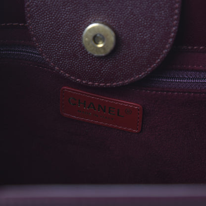 Chanel Caviar Medium Studded Deauville Tote Burgundy 8 of 10