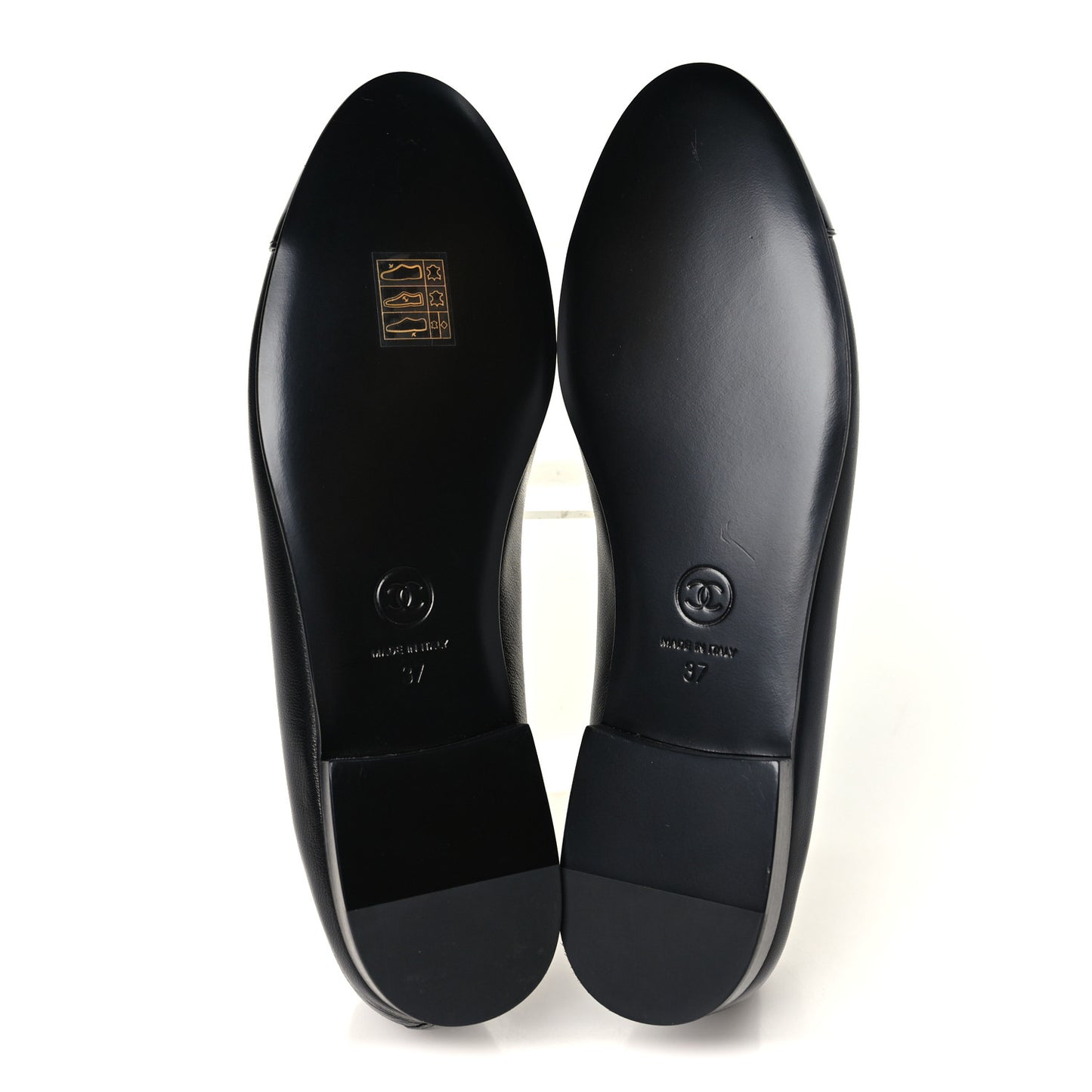 Lambskin Patent Cap Toe Ballerina Flats 37.5 Black