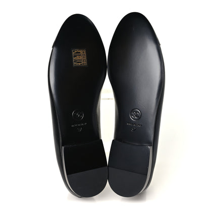 Chanel Lambskin Patent Cap Toe Ballerina Flats 37.5 Black 6 of 8