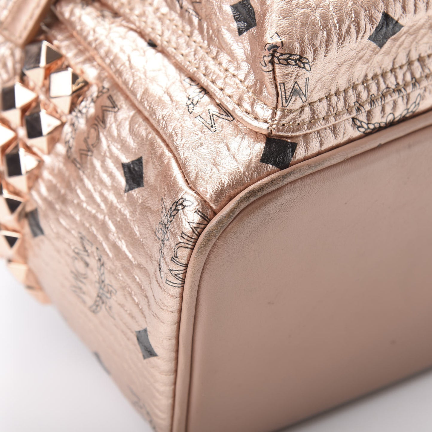 Metallic Visetos Side Stud Mini Stark Backpack Champagne Gold