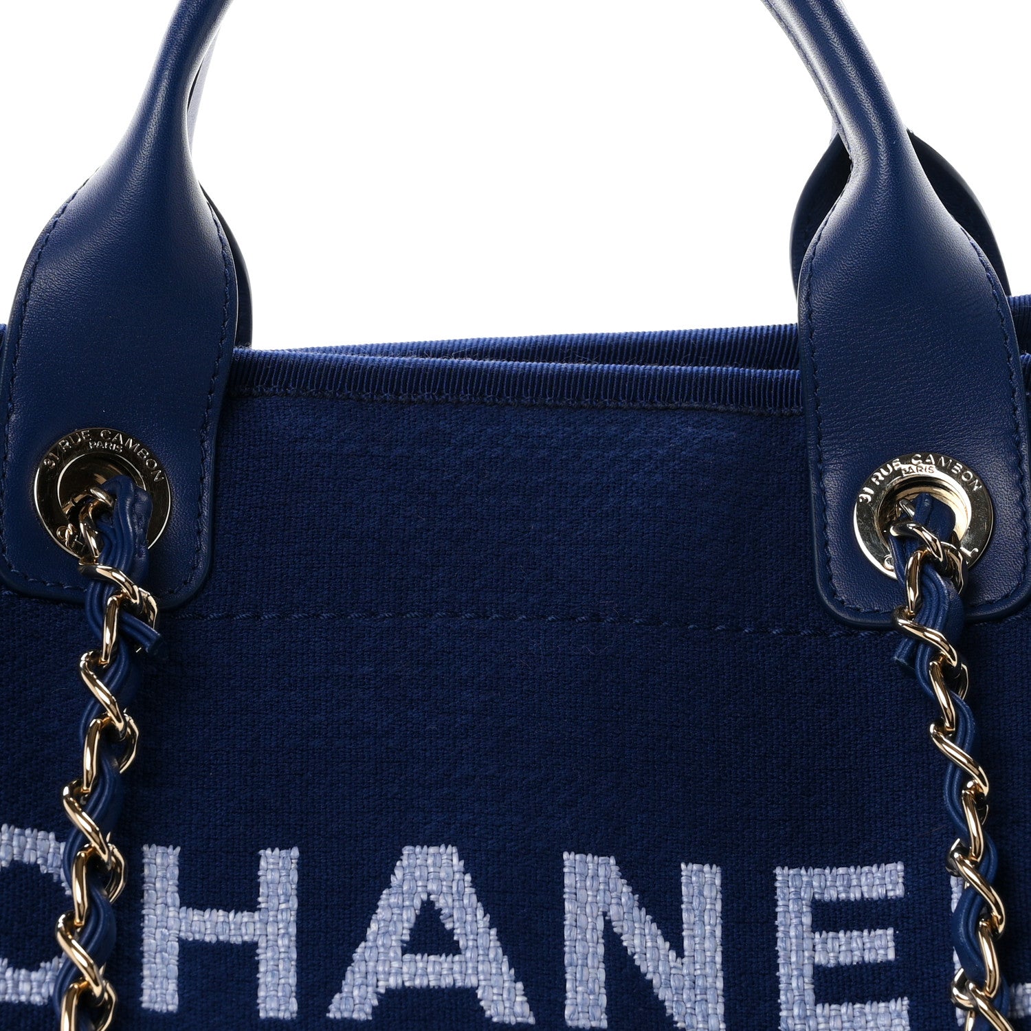 Chanel Mixed Fibers Calfskin Medium Deauville Tote Dark Blue 8 of 10