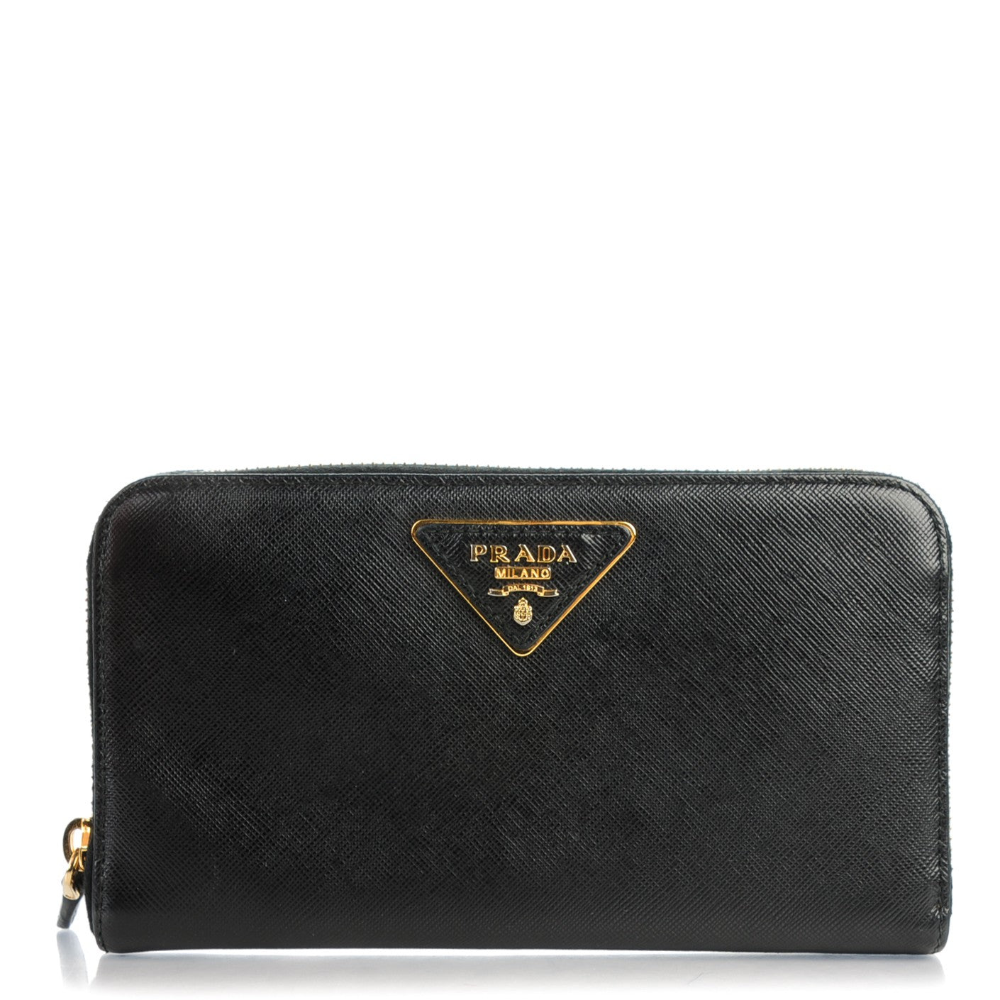 Saffiano Triangle Zip Around Wallet Nero Black
