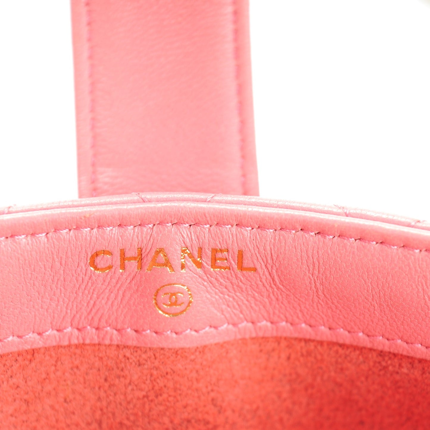 Lambskin Quilted Mini Phone Holder Crossbody Bag Pink