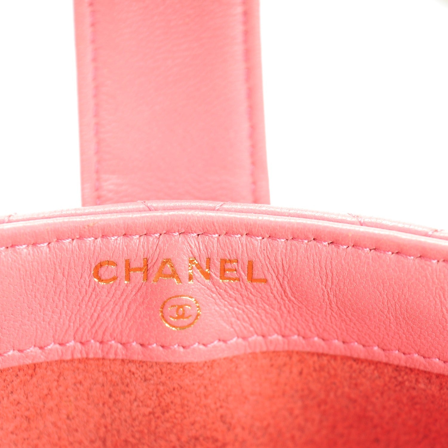Chanel Lambskin Quilted Mini Phone Holder Crossbody Bag Pink 6 of 8