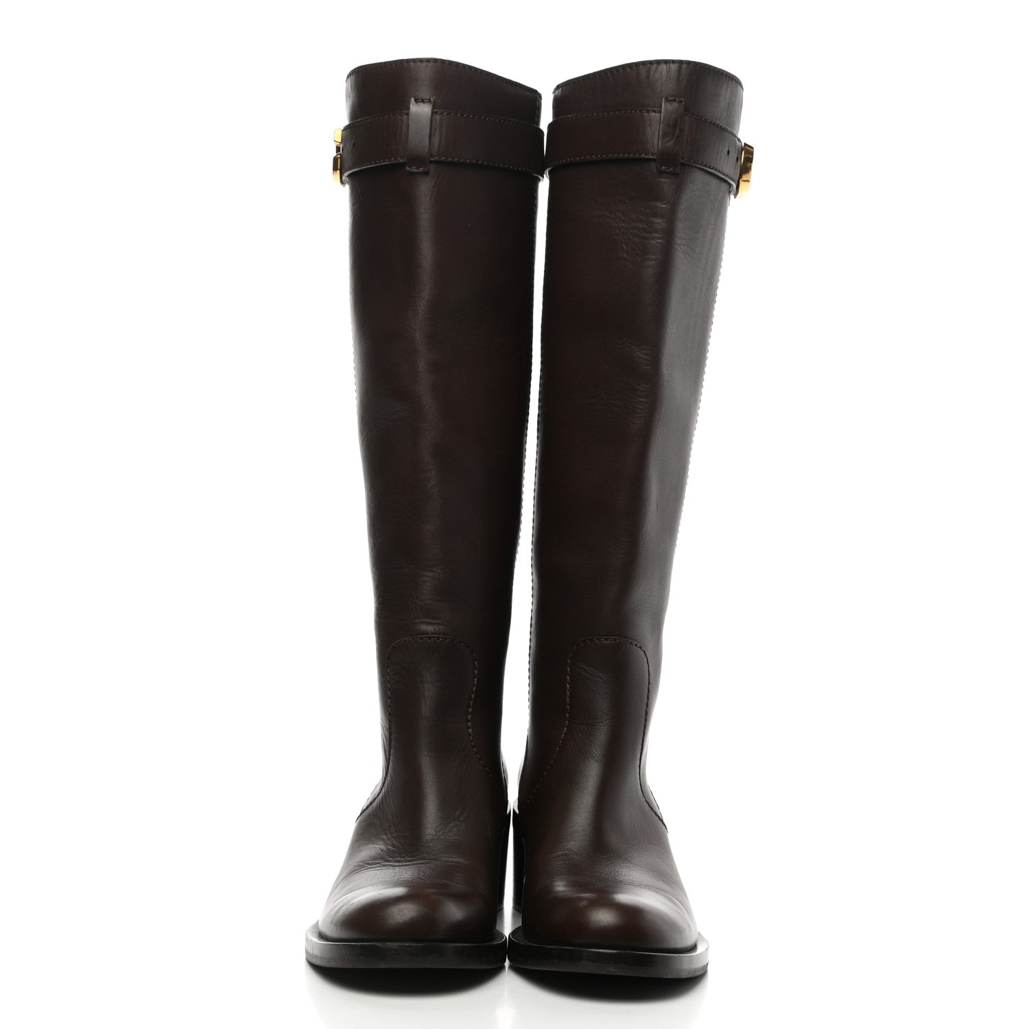 Gucci Calfskin Interlocking G Riding Boots 38 Brown 2 of 7