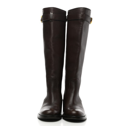 Gucci Calfskin Interlocking G Riding Boots 38 Brown 2 of 7