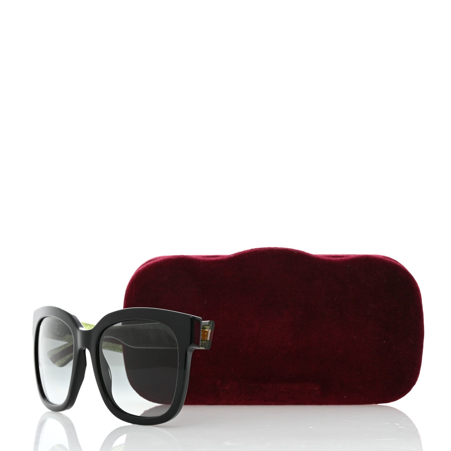 Acetate Square Frame Web Glitter Sunglasses GG0034S Black Green