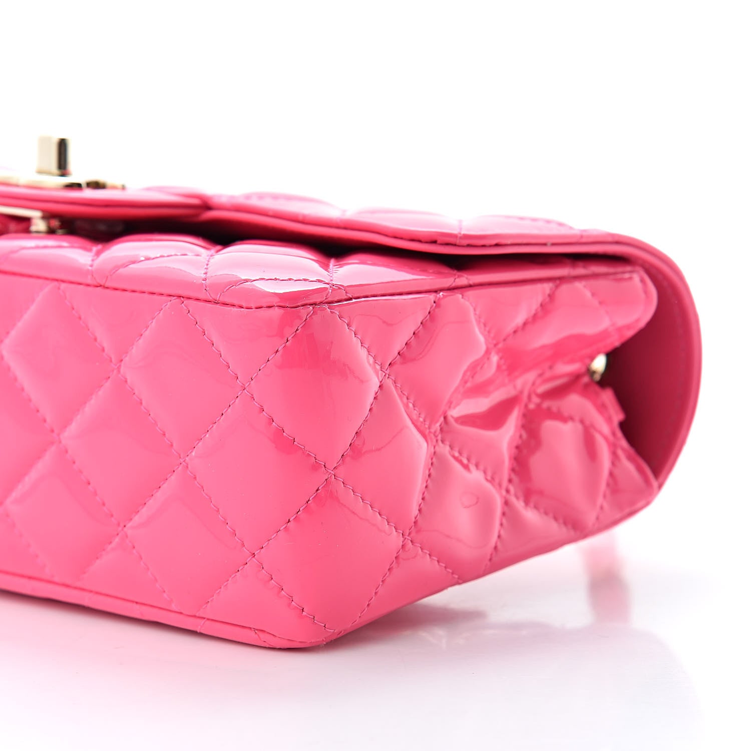Chanel Patent Quilted Mini Rectangular Flap Pink 10 of 10