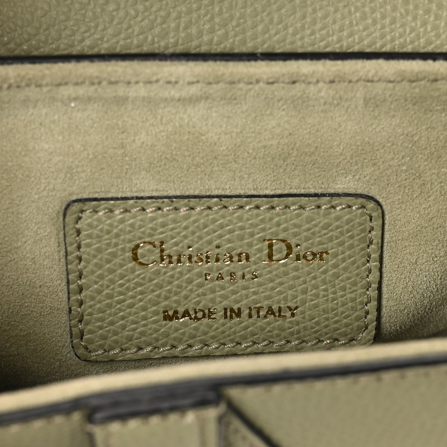 Grained Calfskin Mini Saddle Bag Sage Green
