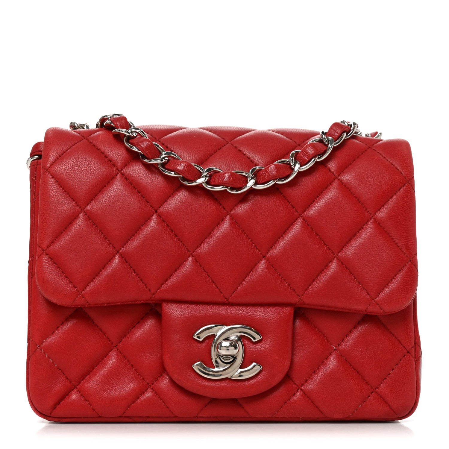 Chanel Lambskin Quilted Mini Square Flap Red 1 of 10