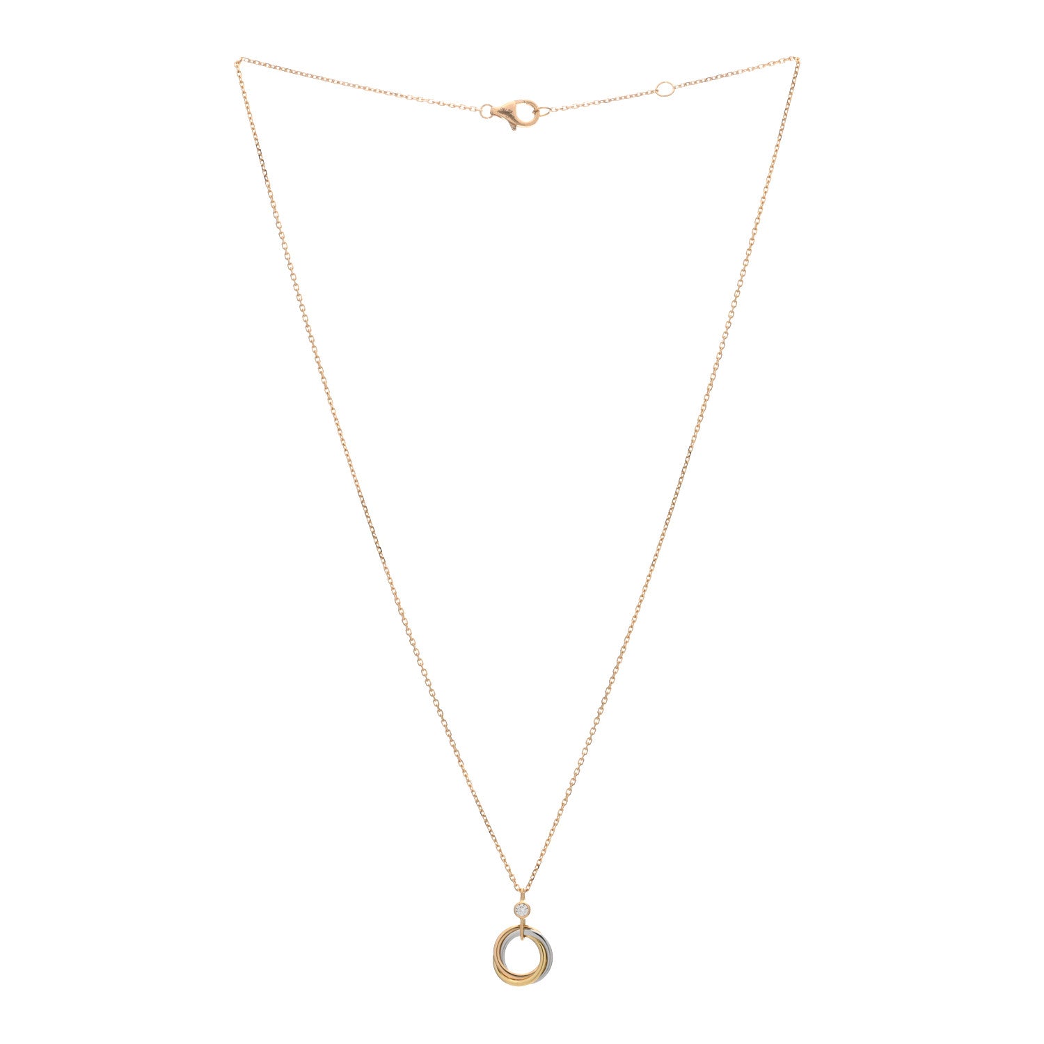 Cartier 18K Pink Yellow White Gold Diamond Trinity Pendant Necklace 2 of 3