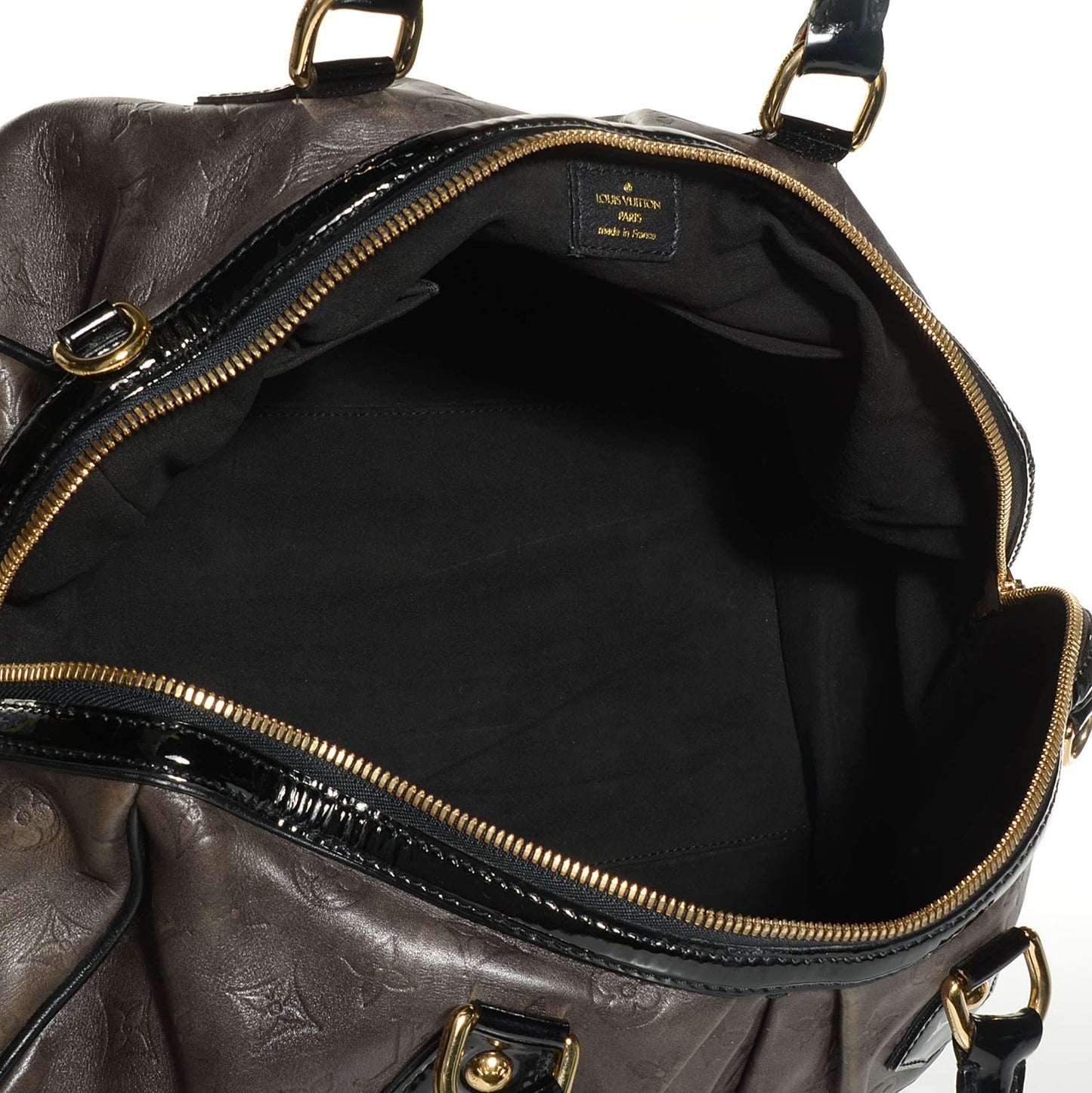 Cuir Patent Embossed Monogram Stephen Bag Grey