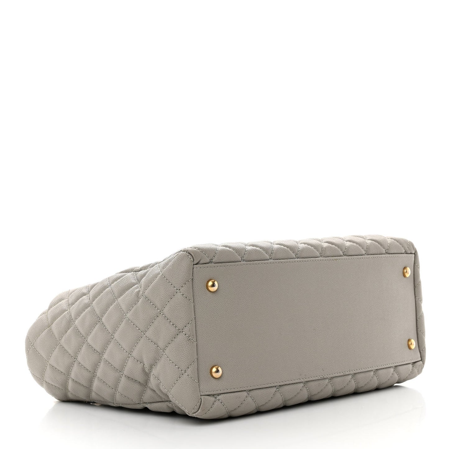 Caviar Quilted Coco Handle Shopping Tote Grey