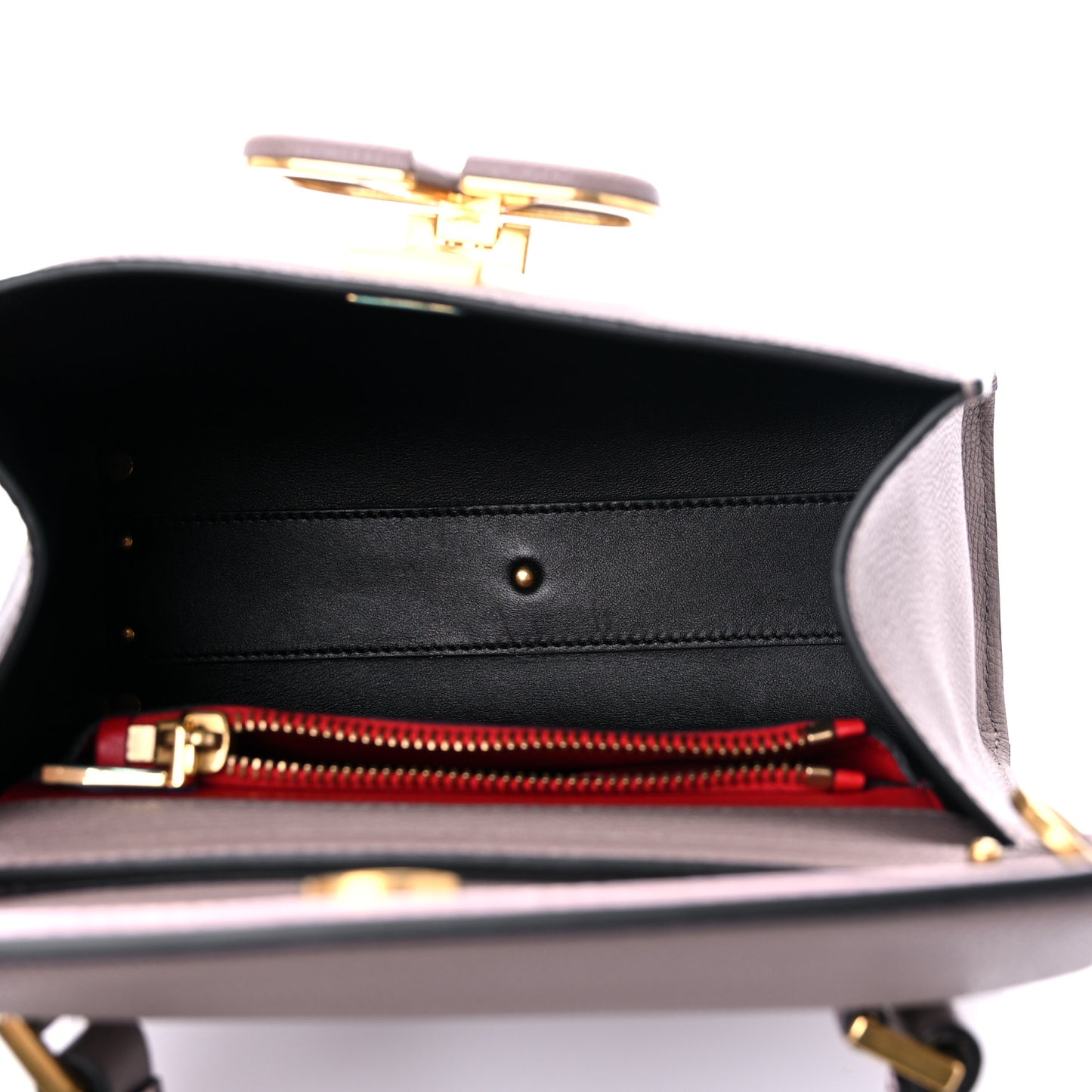 Grainy Calfskin Small VSling Top Handle Bag Clay