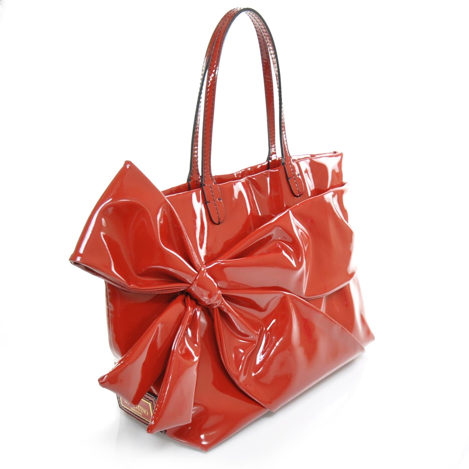 Valentino Garavani Patent Lacca Bow Tote Red 3 of 8