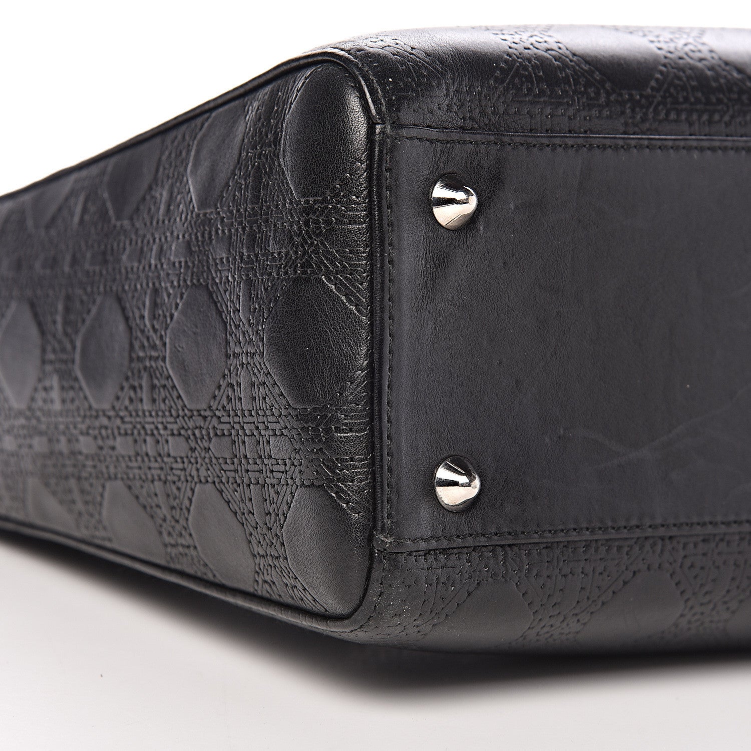 Christian Dior Lambskin Embossed Cannage Large Lady Dior Black 14 of 15