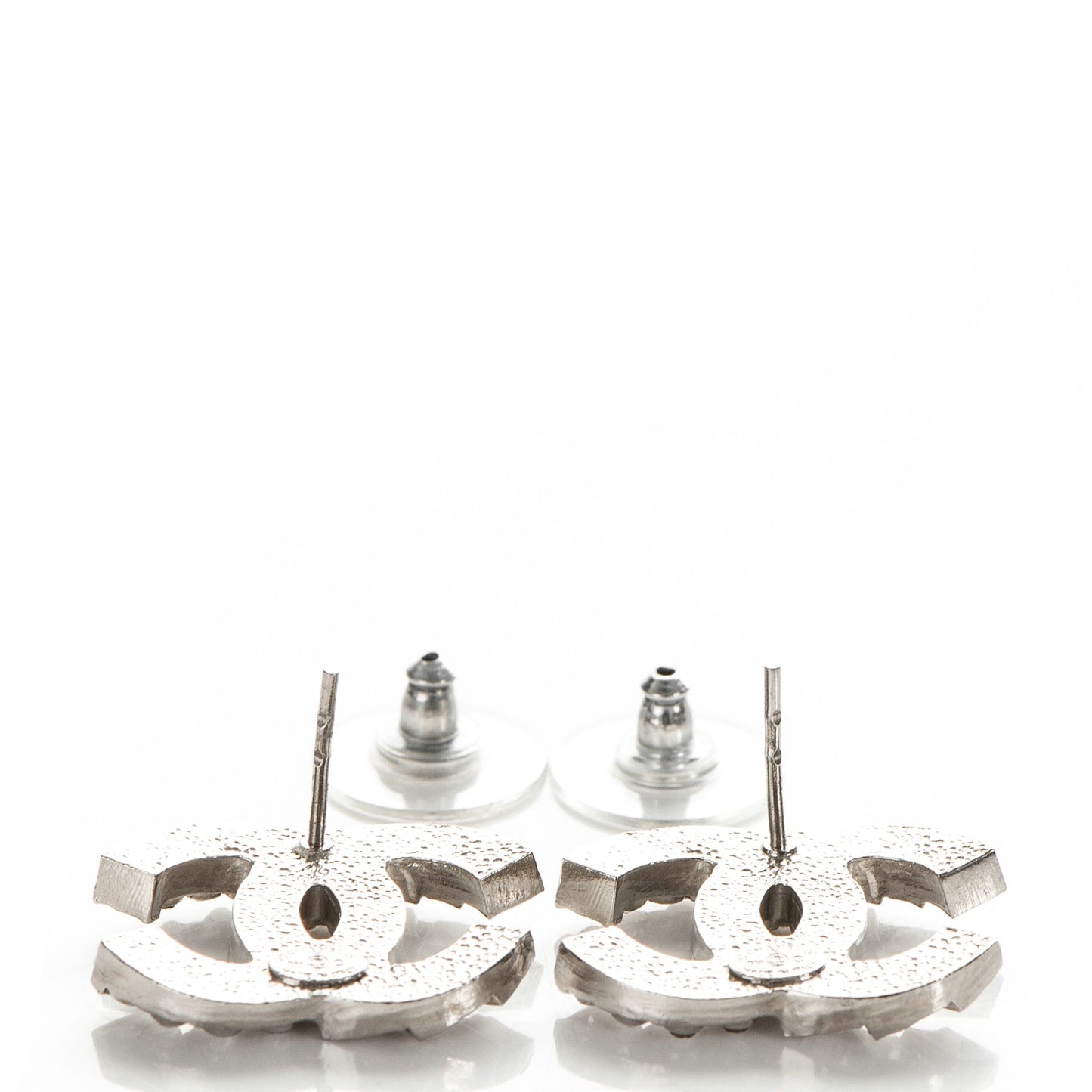 Baguette Crystal CC Earrings Silver