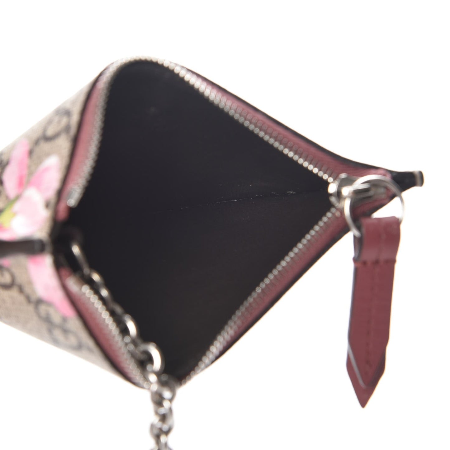 GG Supreme Monogram Blooms Key Ring Coin Case Beige Multicolor Dry Rose