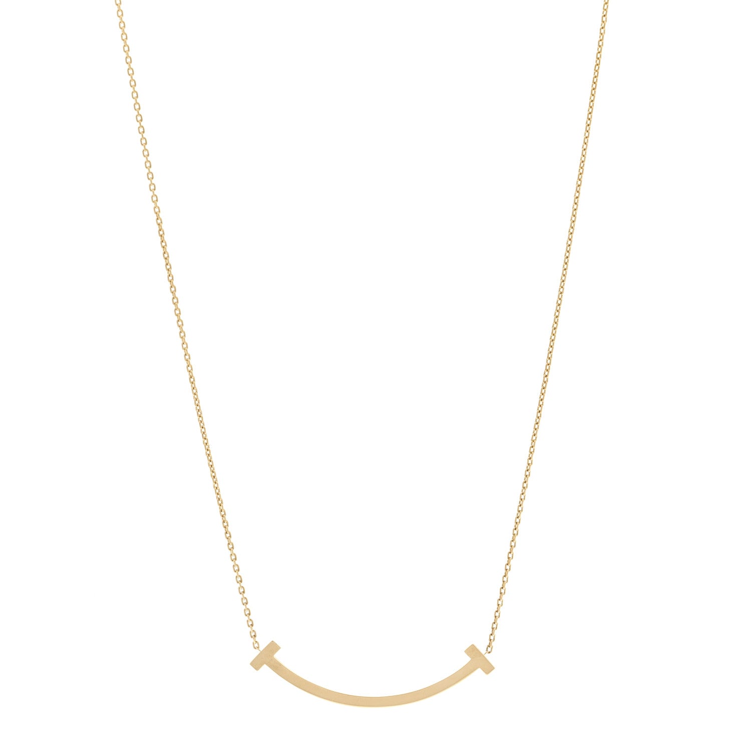 Tiffany 18K Yellow Gold Medium T Smile Pendant Necklace 1 of 4