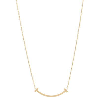 Tiffany 18K Yellow Gold Medium T Smile Pendant Necklace 1 of 4