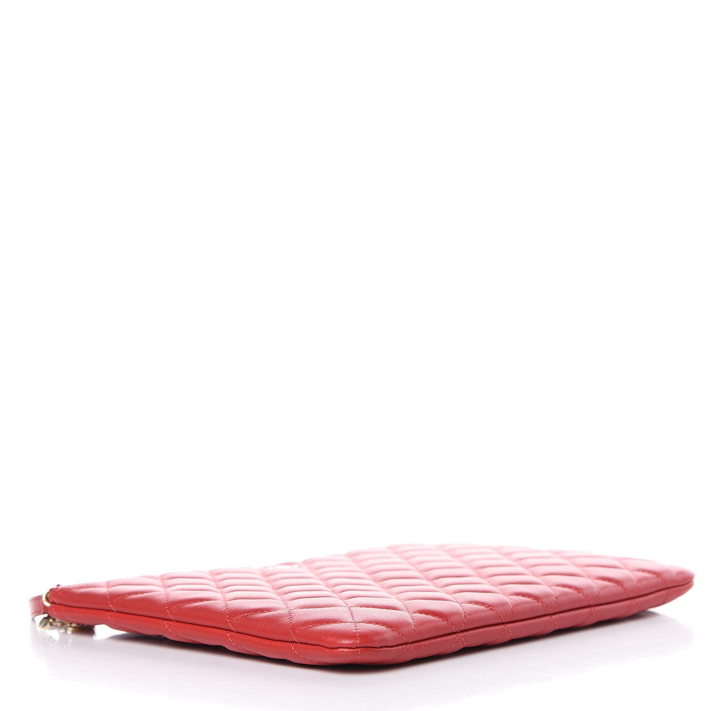 Lambskin Quilted Medium Casino Beauty CC Cosmetic Case Red