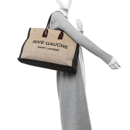 Saint Laurent Linen Calfskin Rive Gauche Tote Natural 2 of 10