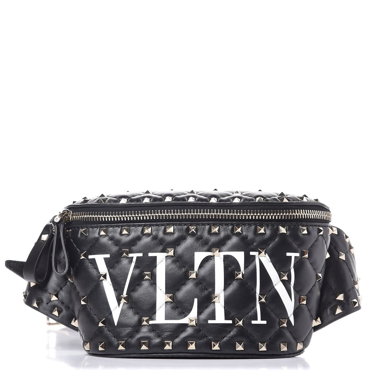 Lambskin VLTN Rockstud Spike It Belt Bag 95 Black White