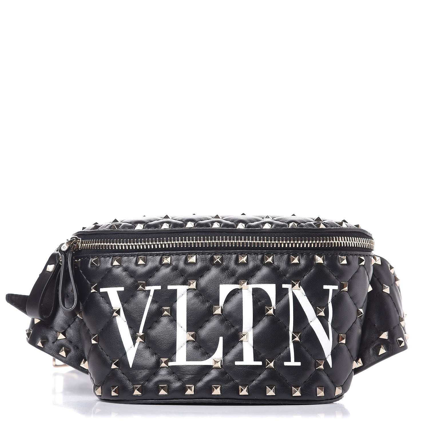 Valentino Garavani Lambskin VLTN Rockstud Spike It Belt Bag 95 Black White 1 of 7