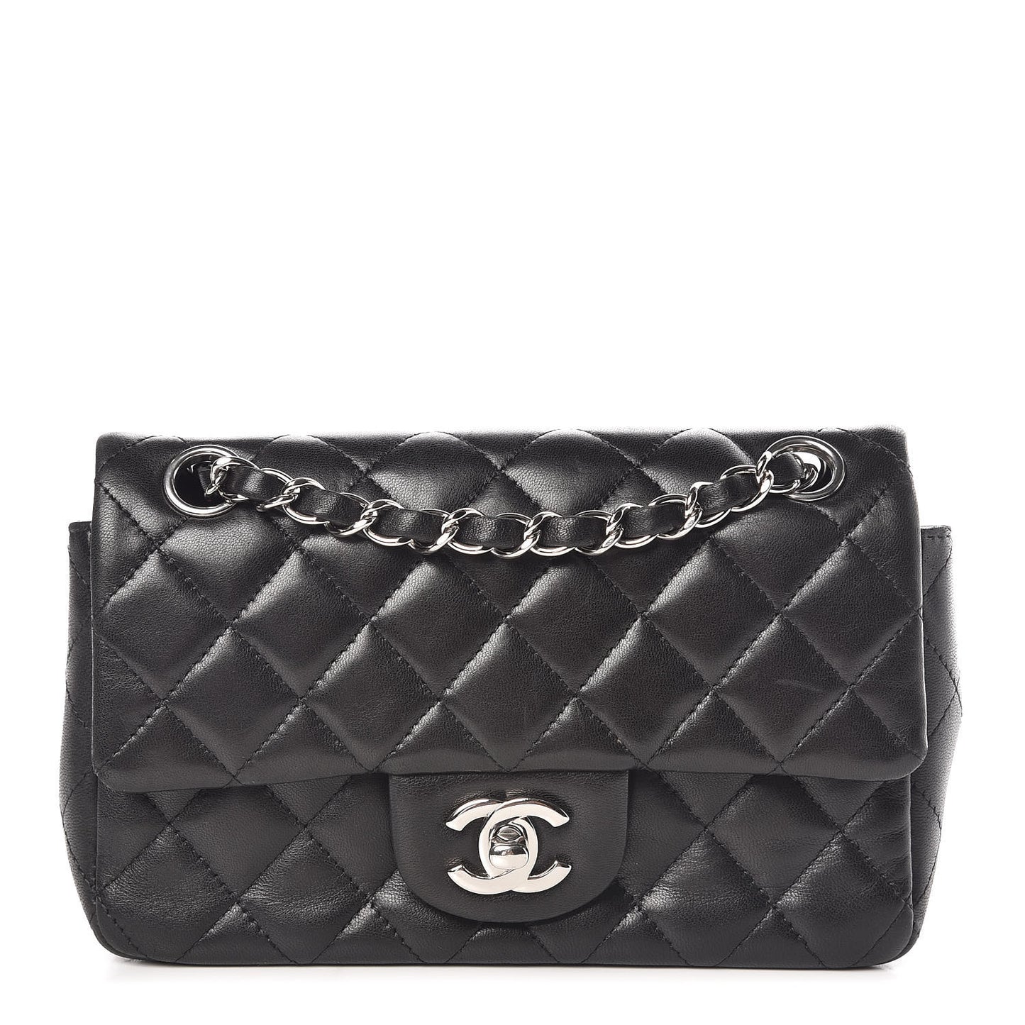 Lambskin Quilted Mini Rectangular Flap Black