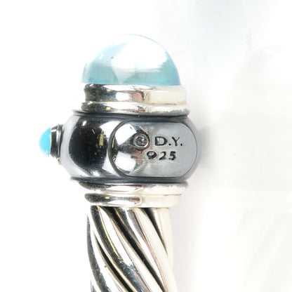 David Yurman Sterling Silver Blue Topaz Turquoise 8.5mm Cable Renaissance Bracelet 4 of 5