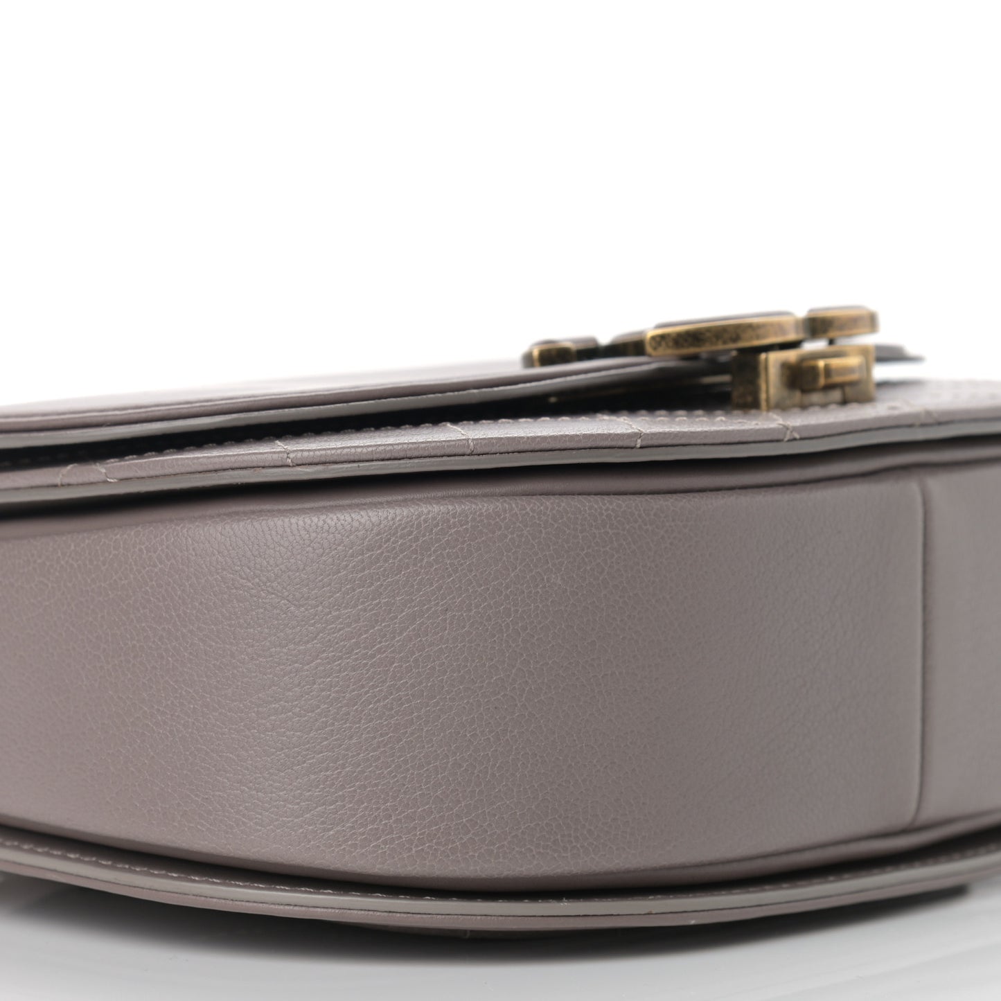 Shiny Calfskin Goatskin Quilted Small Coco Curve Messenger Flap Grey