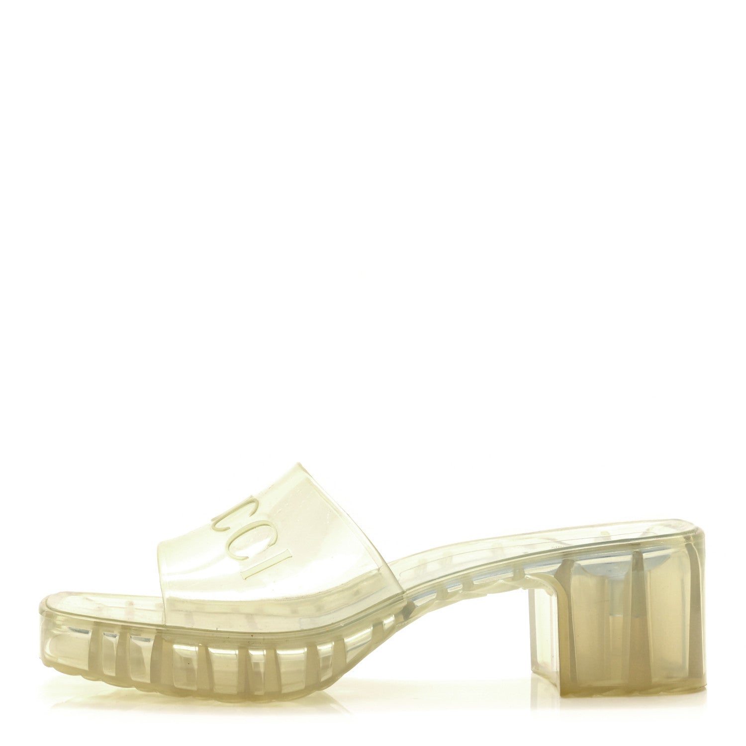Gucci Rubber Gucci Logo Womens Platform 20/60mm Slide Sandals 38 Transparent 1 of 8