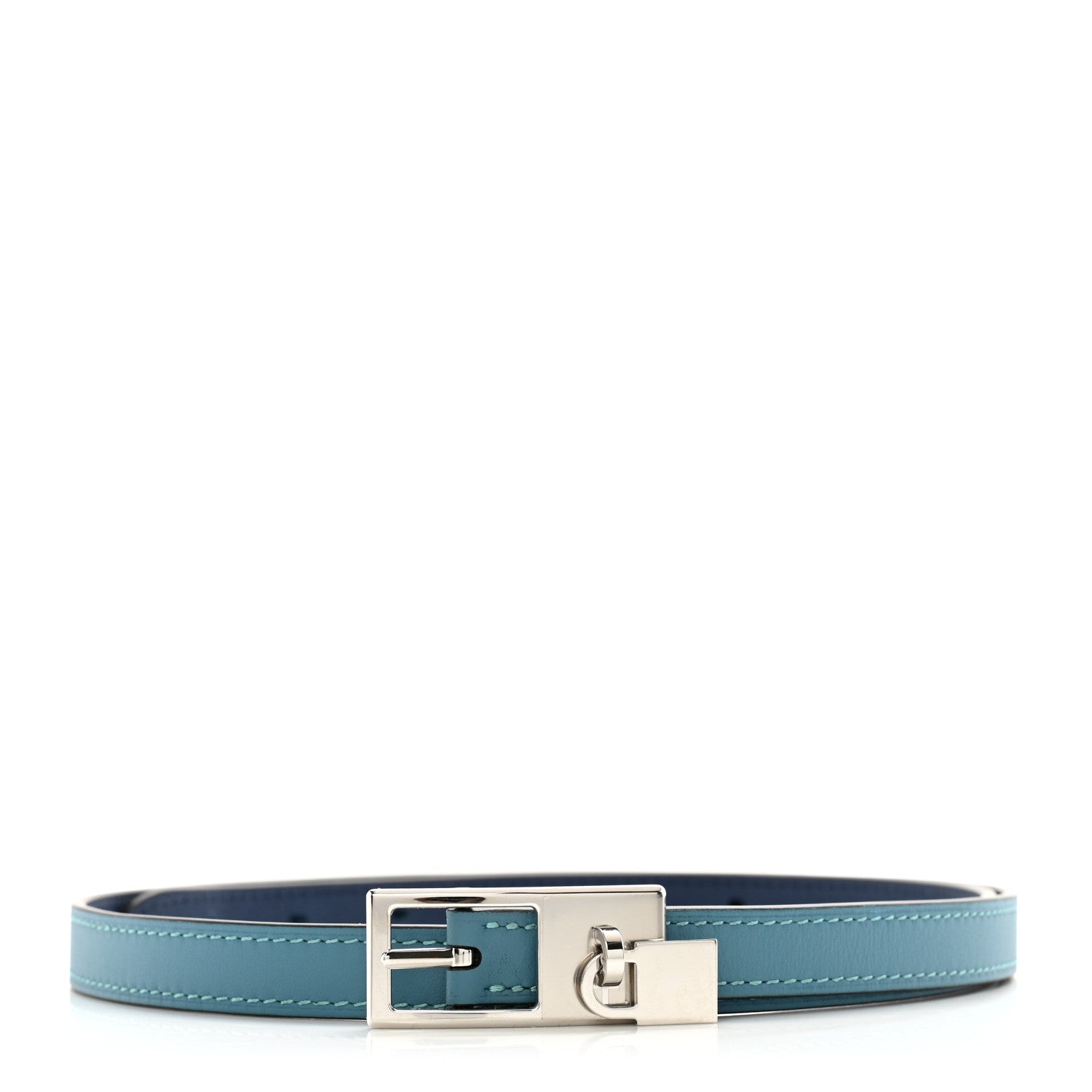 Hermes Epsom Swift 13mm Lucky 15 Belt 80/32 Turquoise Bleu Indigo 1 of 8
