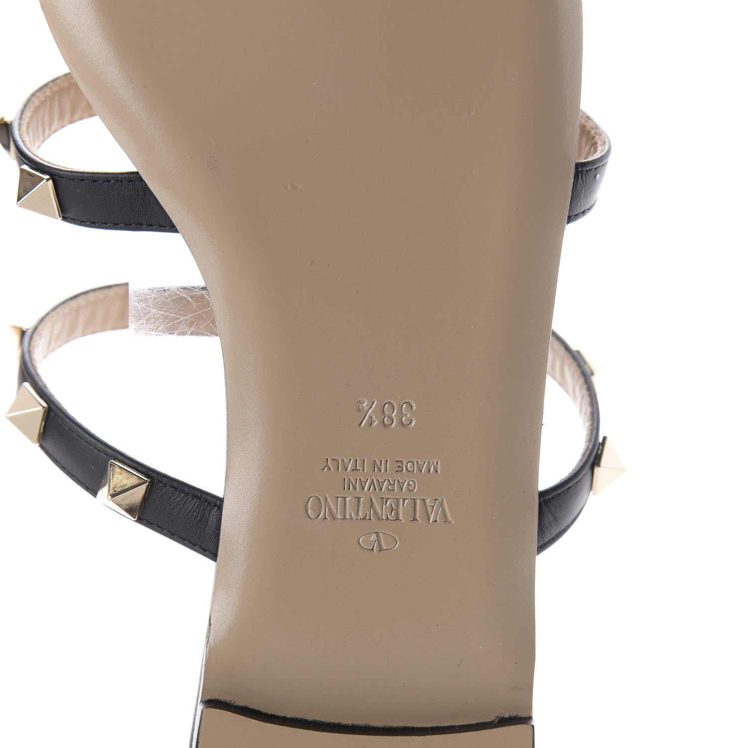 Valentino Garavani Nappa Rockstud Caged Flat Slide Sandals 38.5 Black 8 of 9